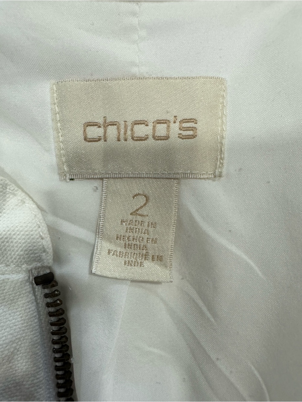 Chico's Beaded Aztec Southwestern Full Zip Jacket White Cream Size 2 Large - Picture 12 of 14